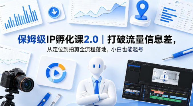 保姆级IP孵化课2.0｜打破流量信息差，从定位到拍剪全流程落地，小白也能起号-鼎铸网