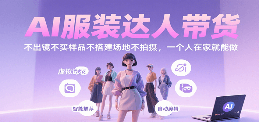 AI服装达人带货，不出镜不买样品不搭建场地不拍摄，一个人在家就能做-鼎铸网