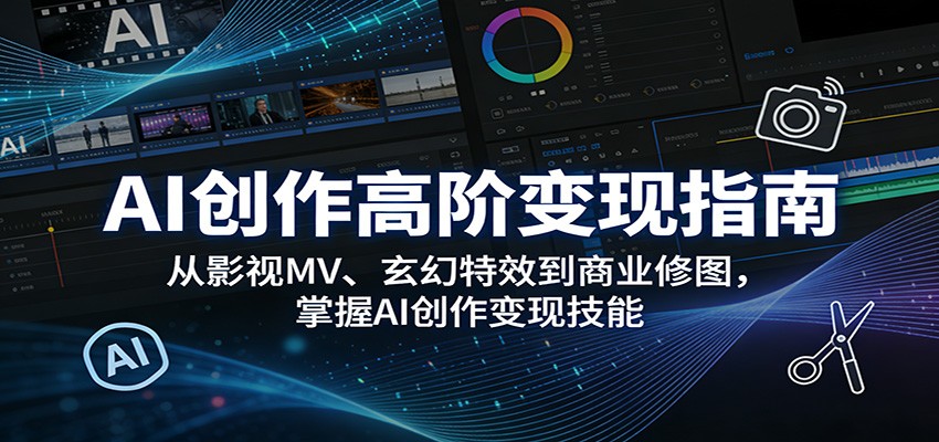 AI创作高阶变现指南：从影视MV、玄幻特效到商业修图，掌握AI创作变现技能-鼎铸网