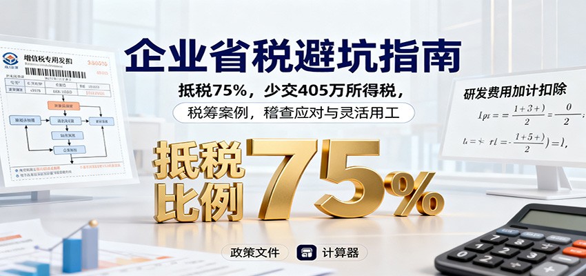 企业省税避坑指南：抵税75%，少交405万所得税，税筹案例，稽查应对与灵活用工-鼎铸网