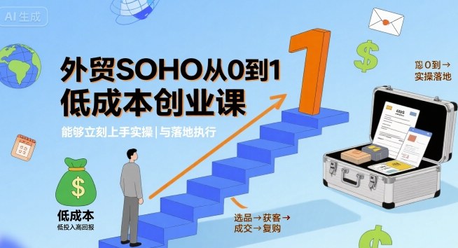 外贸SOHO从0到1低成本创业课，能够立刻上手实操与落地执行-鼎铸网