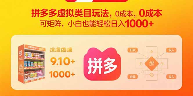 拼多多虚拟类目玩法，0成本，可矩阵，小白也能轻松日入1000+-鼎铸网