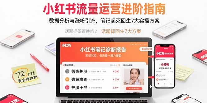 小红书流量运营进阶指南，数据分析与涨粉引流，笔记起死回生7大实操方案-鼎铸网