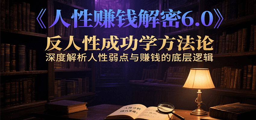 人性赚钱解密6.0，反人性成功学方法论，深度解析人性弱点与赚钱的底层逻辑-鼎铸网