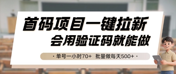 首码项目一键拉新，会用验证码就能做 单号一小时70+，批量做每天5张【揭秘】-鼎铸网