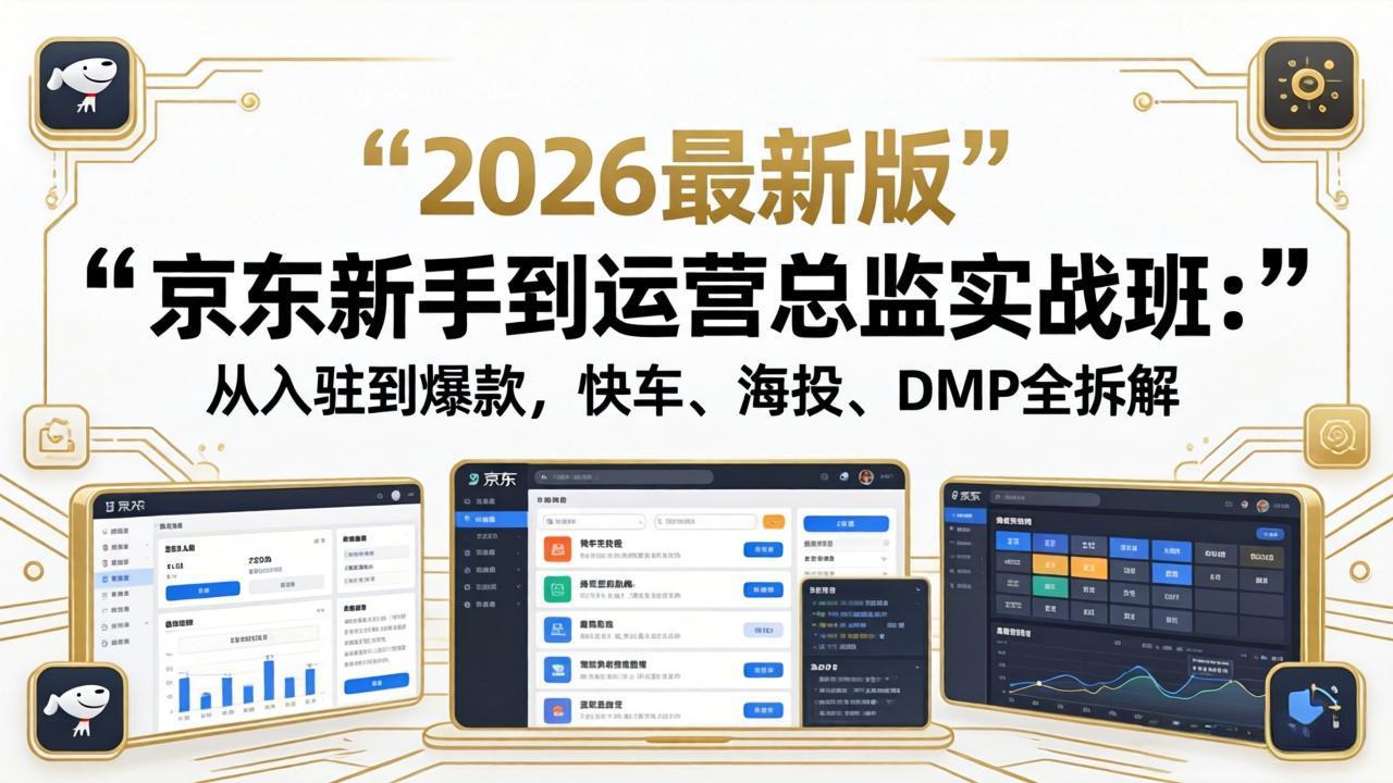 京东新手到运营总监实战班：从入驻到爆款，快车、海投、DMP全拆解，2026最新版-鼎铸网