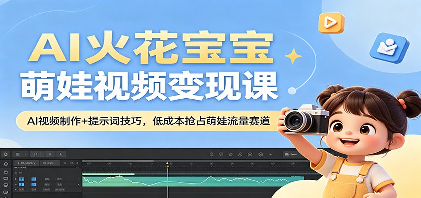 AI火花宝宝萌娃视频变现课：AI视频制作+提示词技巧，低成本抢占萌娃流量赛道-鼎铸网