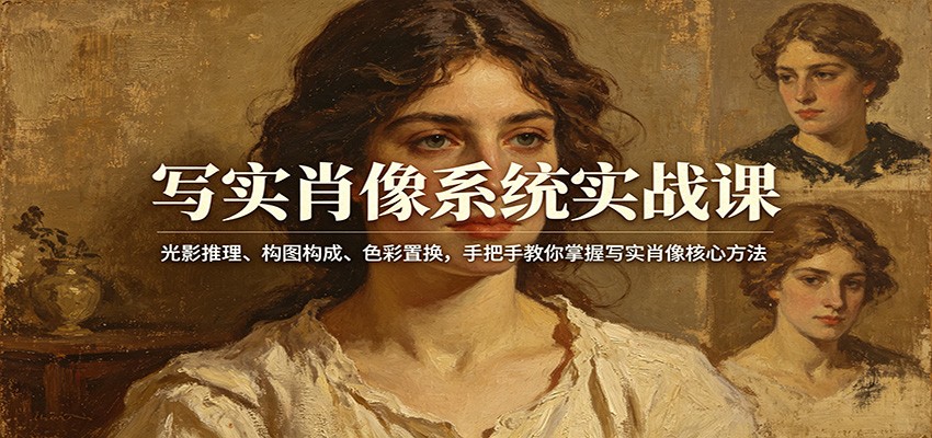 写实肖像系统实战课：光影推理、构图构成、色彩置换，手把手教你掌握写实肖像核心方法-鼎铸网
