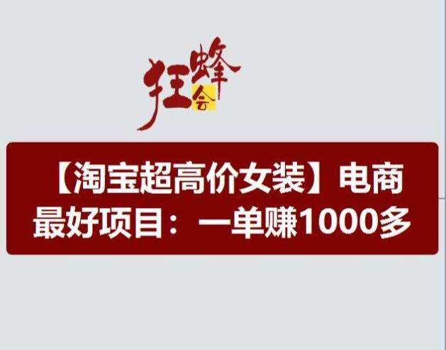 淘宝超高价女装项目，电商最好赛道，一单赚1000多-鼎铸网