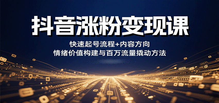 抖音涨粉变现课，快速起号流程+内容方向+情绪价值构建与百万流量撬动方法-鼎铸网