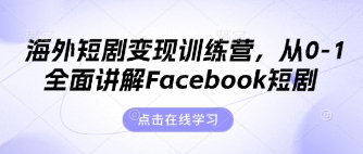 海外短剧变现训练营，从0-1全面讲解Facebook短剧-鼎铸网