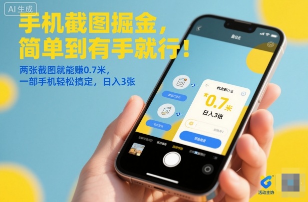 手机截图掘金，简单到有手就行！两张截图就能賺0.7米，一部手机轻松搞定，日入3张【揭秘】-鼎铸网