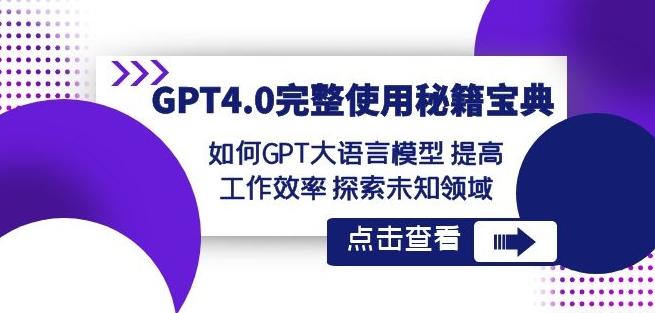 GPT4.0完整使用-秘籍宝典：如何GPT大语言模型提高工作效率探索未知领域-鼎铸网