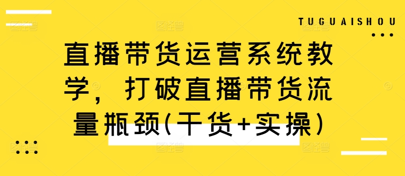 直播带货运营系统教学，打破直播带货流量瓶颈(干货+实操)-鼎铸网