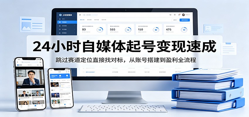 24小时自媒体起号变现速成，跳过赛道定位直接找对标，从账号搭建到盈利全流程-鼎铸网