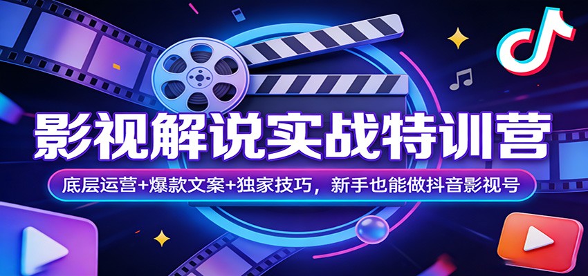 影视解说实战特训营：底层运营+爆款文案+独家技巧，新手也能做抖音影视号-鼎铸网