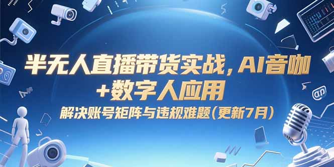 半无人直播带货实战，AI音咖+数字人应用 解决账号矩阵与违规难题(更新7月-鼎铸网