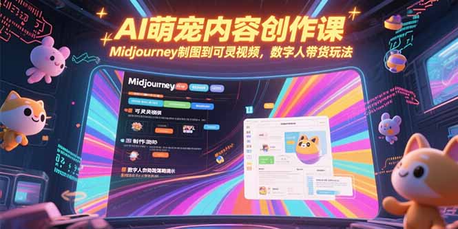 AI萌宠内容创作课，Midjourney制图到可灵视频，数字人带货玩法-鼎铸网