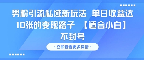 男粉引流私域新玩法，单日收益达10张的变现路子 【适合小白】不封号-鼎铸网