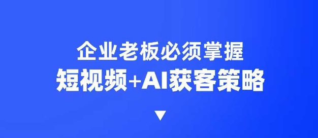 企业短视频AI获客霸屏流量课，6步短视频+AI突围法，3大霸屏抢客策略-鼎铸网