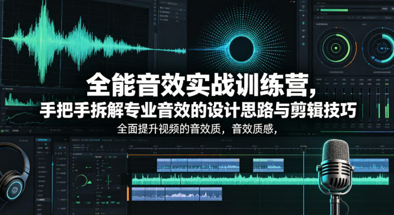 全能音效实战训练营，手把手拆解专业音效的设计思路与剪辑技巧，全面提升视频的音效质感-鼎铸网