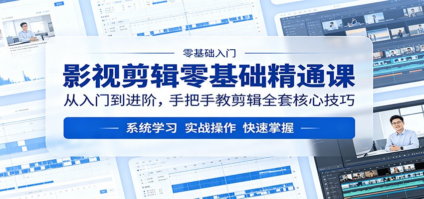 影视剪辑零基础精通课：从入门到进阶，手把手教剪辑全套核心技巧-鼎铸网