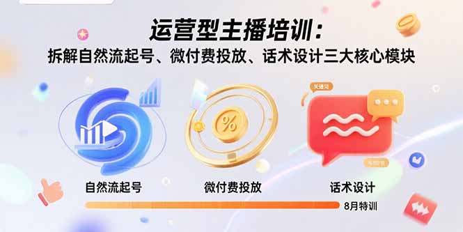 运营型主播培训：拆解自然流起号、微付费投放、话术设计三大核心模块-8月-鼎铸网