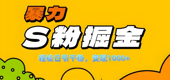 8898bb8fac15add8db815f154ce761cd.jpeg 单人单机日引千粉,变现1k+,S粉流量掘金计划攻略【揭秘】