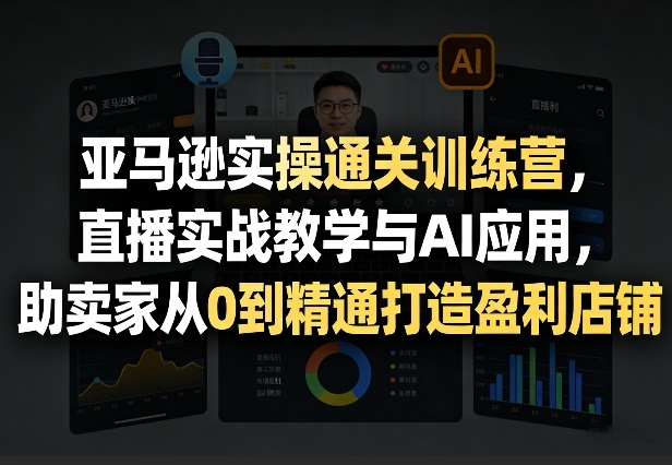 亚马逊实操通关训练营，直播实战教学与AI应用，助卖家从0到精通打造盈利店铺(更新5月8日)-鼎铸网