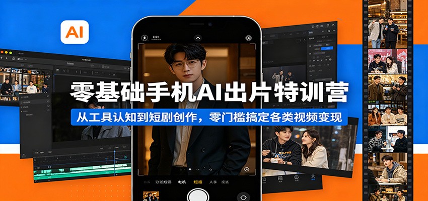 零基础手机AI出片特训营：从工具认知到短剧创作，零门槛搞定各类视频变现-鼎铸网