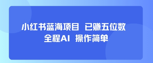 小红书蓝海项目，全程AI，操作简单，已挣五位数-鼎铸网