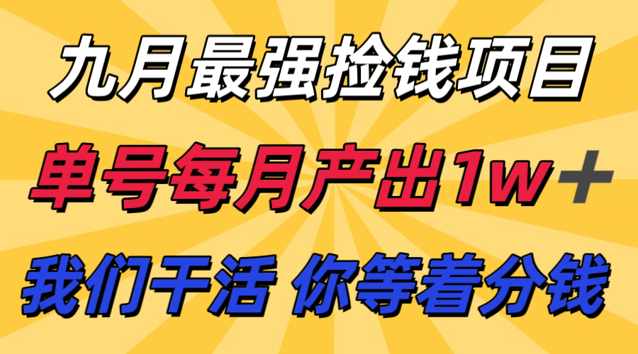 九月最强捡钱项目！ 支付宝分成代运营，我们干活，你分钱！单号月产1w+-鼎铸网