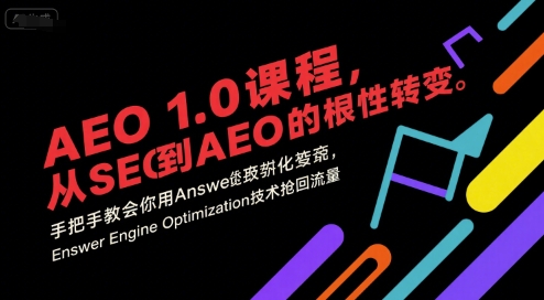 AEO 1.0 课程，从SEO到AE0的基命性转变，手把手教会你用AnswerEngineOptimization技术抢回流量-鼎铸网