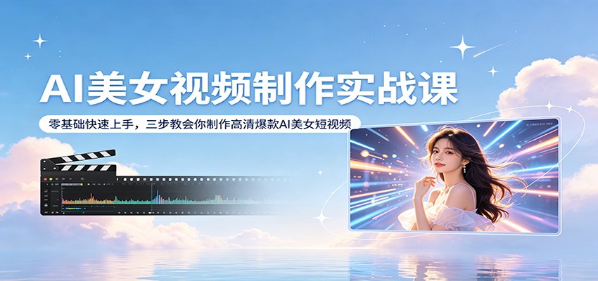 AI美女视频制作实战课：零基础快速上手，三步教会你制作高清爆款AI美女短视频-鼎铸网