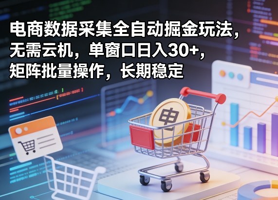 独家电商数据采集全自动掘金玩法，无需云机，单窗口日入30+，矩阵批量操作，长期稳定【揭秘】-鼎铸网