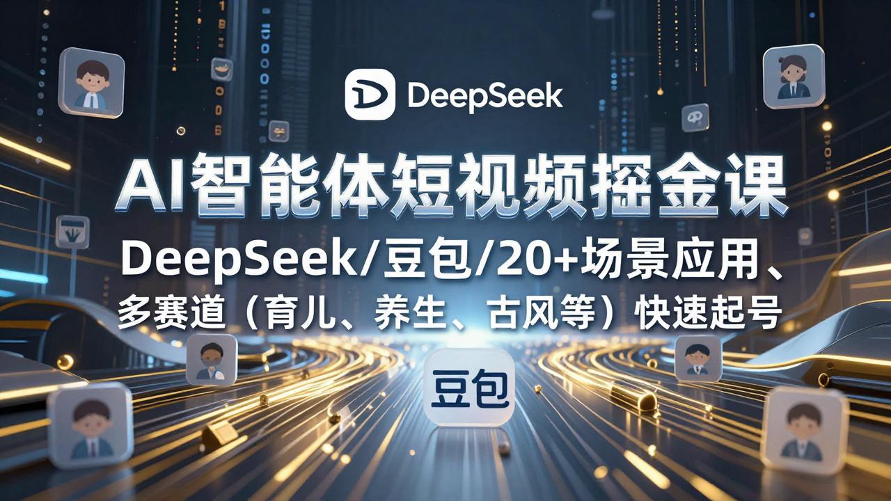 AI智能体短视频掘金课，DeepSeek/豆包/20+场景应用、多赛道(育儿、养生、古风等-鼎铸网