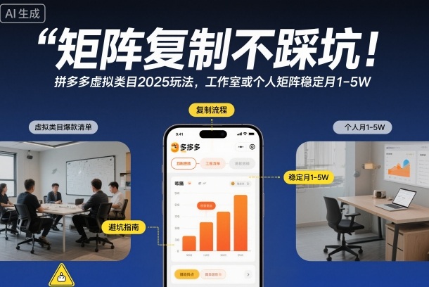 矩阵复制不踩坑！拼多多虚拟类目2025玩法，工作室或者个人矩阵稳定月1-5W【揭秘】-鼎铸网