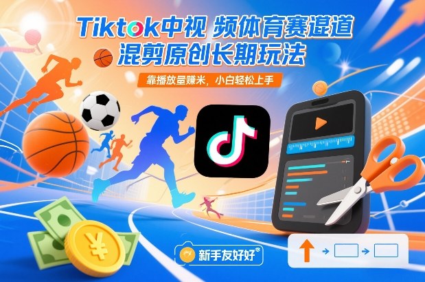 Tiktok中视频体育赛道混剪原创长期玩法，靠播放量賺米，小白轻松上手-鼎铸网