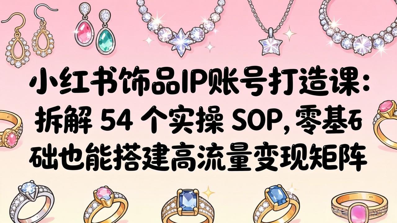 小红书饰品IP账号打造课：拆解 54 个实操 SOP，零基础也能搭建高流量变现矩阵-鼎铸网