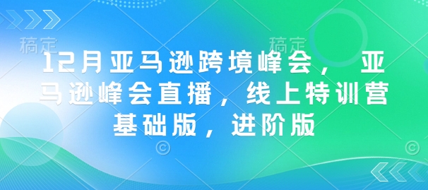 12月亚马逊跨境峰会， 亚马逊峰会直播，线上特训营基础版，进阶版-鼎铸网
