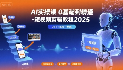 AI实操课0基础到精通-短视频剪辑教程2025-鼎铸网