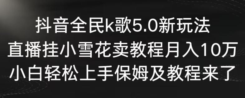 抖音全民k歌5.0新玩法，直播挂小雪花卖教程月入10万，小白轻松上手，保姆及教程来了【揭秘】-鼎铸网