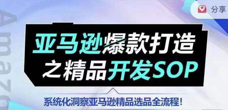【训练营】亚马逊爆款打造之精品开发SOP，系统化洞察亚马逊精品选品全流程-鼎铸网