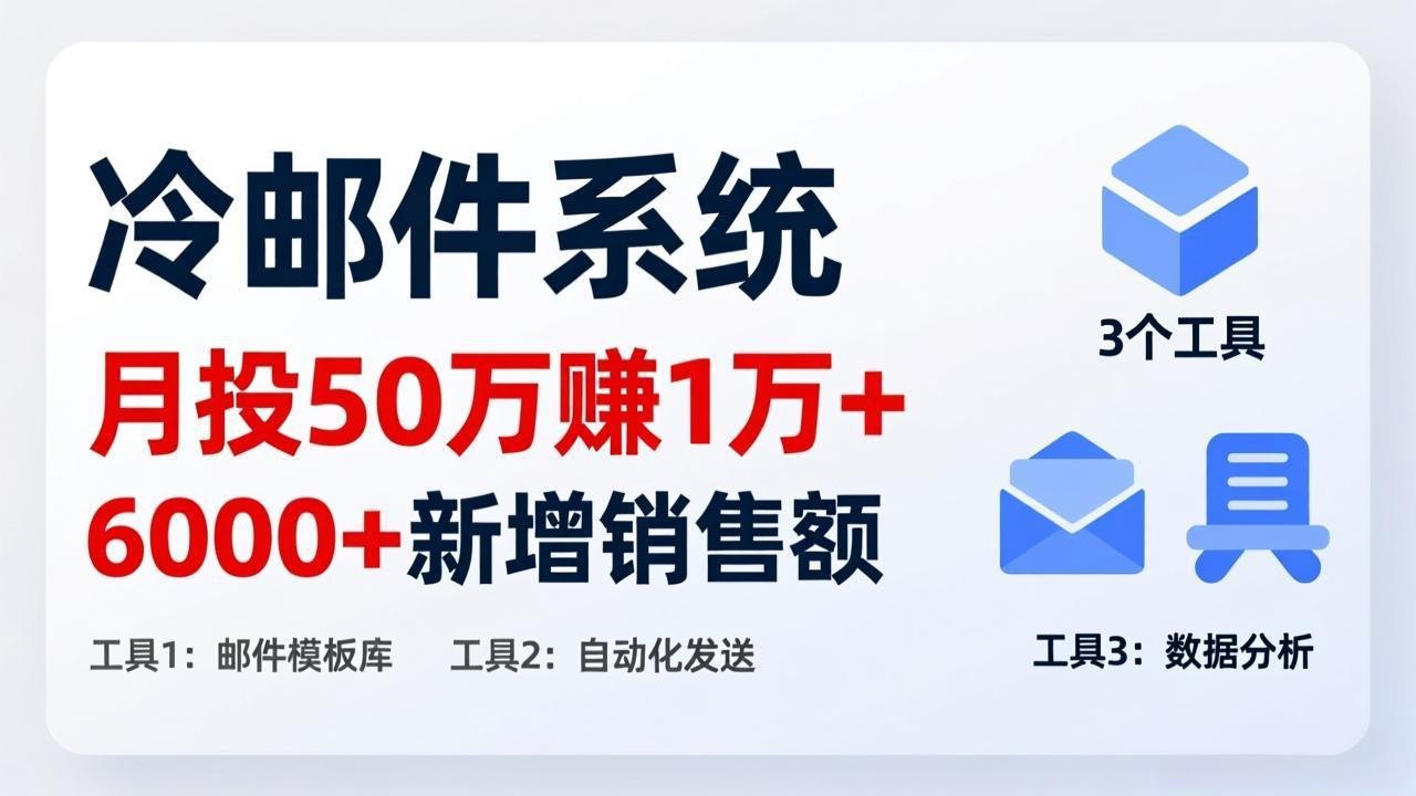 月投 50 刀赚 1 万 +！冷邮件系统：6000 + 新增销售额，靠 3 个工具轻松搞-鼎铸网