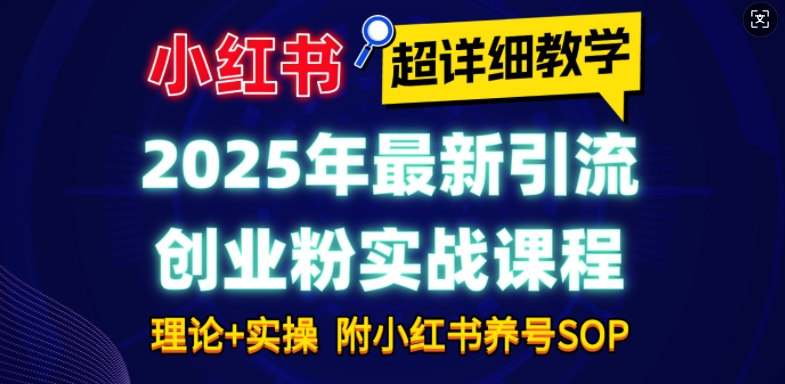 2025年最新小红书引流创业粉实战课程【超详细教学】小白轻松上手，月入1W+，附小红书养号SOP-鼎铸网