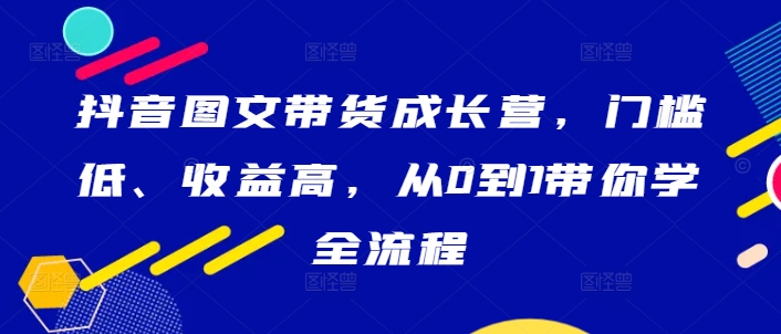 抖音图文带货成长营，门槛低、收益高，从0到1带你学全流程-鼎铸网