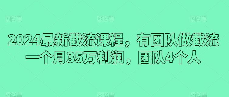 2024最新截流课程，有团队做截流一个月35万利润，团队4个人-鼎铸网