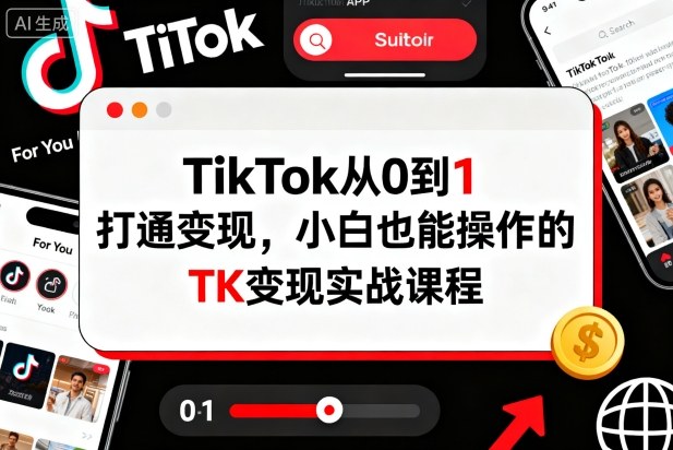 TikTok从0到1打通变现，小白也能操作的TK变现实战课程-鼎铸网