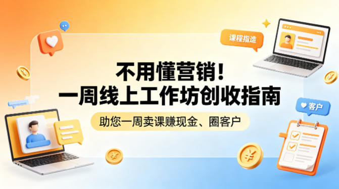 91383128a7b0f350f6067af0d14dd7e0.jpeg 不用懂营销!一周线上工作坊创收指南,助您一周卖课賺现金、圈客户