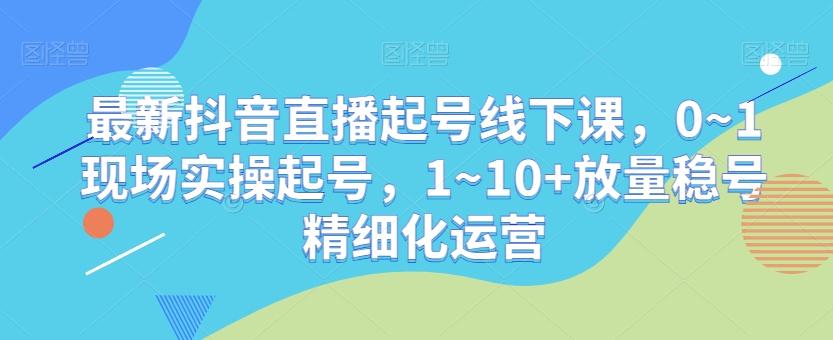 最新抖音直播起号线下课，0~1现场实操起号，1~10+放量稳号精细化运营-鼎铸网